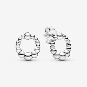 Pandora Beaded Circle Stud Strieborne | 730NSGZBY