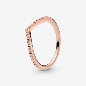 Pandora Beaded Wishbone Stohovateľné Ruzove Zlate | 827FDBKUX