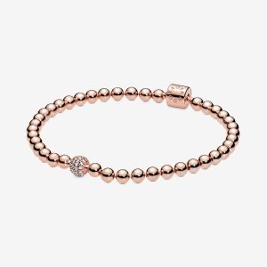 Pandora Beads & Pave Non-Charms Ruzove Zlate | 061PKFAZB