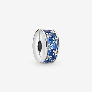 Pandora Blue Pave Clip Klipy Strieborne | 460RWPQMX