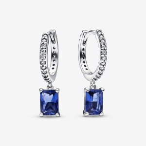 Pandora Blue Rectangular Sparkling Obruč Strieborne | 084XBMWNI