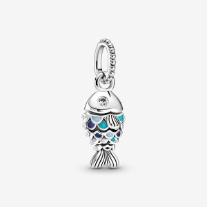 Pandora Blue Scaled Fish Visieť Strieborne | 384SWQAZK