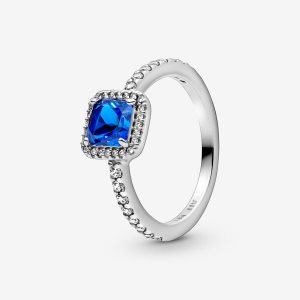 Pandora Blue Square Sparkle Solitaire Strieborne | 602NBTVQJ