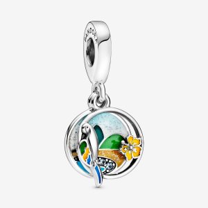 Pandora Brazil Beach & Parrot Visieť Strieborne | 826QRPAVL