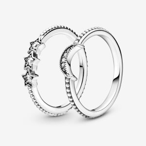 Pandora Celestial Moon & Stars Súpravy Prsteňov Strieborne | 304LKVEFB