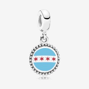 Pandora Chicago Flag Visieť Strieborne | 368CZJGYM