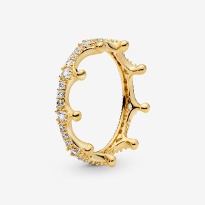 Pandora Clear Sparkling Crown Stohovateľné Zlate | 632VYNBOI