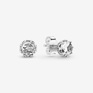Pandora Clear Sparkling Crown Stud Strieborne | 498BUSKWY