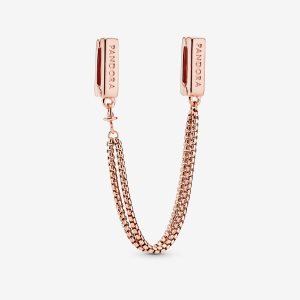 Pandora Clip Safety Ruzove Zlate | 275ZFOLPC
