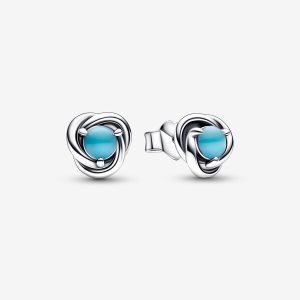 Pandora December Turquoise Blue Eternity Circle Stud Strieborne | 680NSVTZK