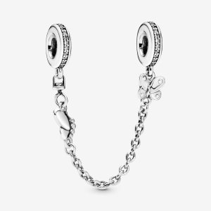 Pandora Decorative Butterflies Safety Strieborne | 917SPVDIO