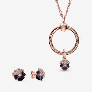 Pandora Deep Purple Pansy Flower Charms Viacfarebný | 810RUYIQJ