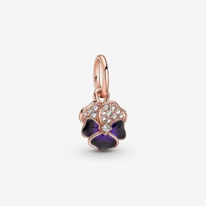 Pandora Deep Purple Pansy Flower Visieť Ruzove Zlate | 970ABFEDI