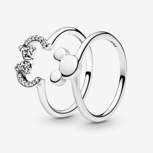 Pandora Disney Mickey Minnie Mouse Silhouette Puzzle Pinky Strieborne | 492TOXQJD