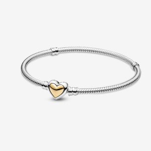 Pandora Domed Golden Clasp Snake Charms Two-tone | 421IWXJMZ