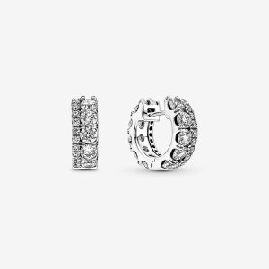 Pandora Double Pave Obruč Strieborne | 639KJHRYM