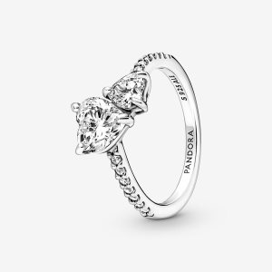 Pandora Double Sparkling Srdce Strieborne | 640AVLXGM