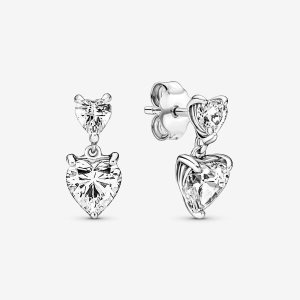 Pandora Double Sparkling Stud Strieborne | 025EYCRSV