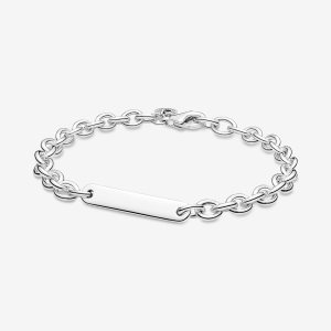 Pandora Engravable Bar Non-Charms Strieborne | 927SVHENX