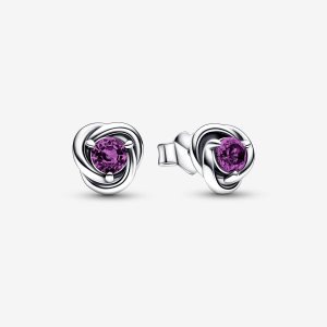 Pandora February Purple Eternity Circle Stud Strieborne | 406RLIMES