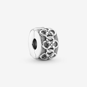 Pandora Flower Pattern Clip Klipy Strieborne | 428VAHZUT