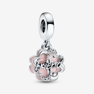 Pandora Four-leaf Clover Friendship Double Visieť Strieborne | 973ZKIBPG