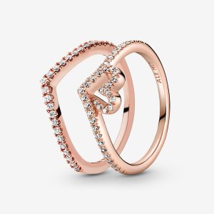 Pandora Full of Love Sparkle Wishbone Súpravy Prsteňov Viacfarebný | 062PUALOC