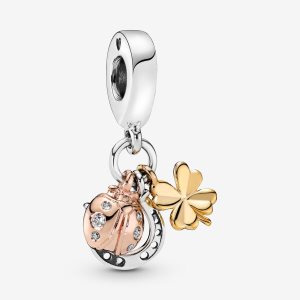 Pandora Horseshoe Clover & Ladybird Visieť Tri-tone | 342RVIZPE