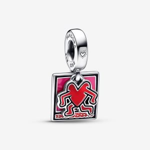Pandora Keith Haring x Vychadzkove Double Visieť Strieborne | 576RSTXYB