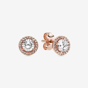 Pandora Klasické Elegance in & Clear CZ Stud Ruzove Zlate | 372RPMFCO