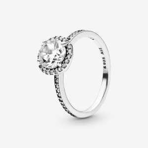 Pandora Klasické Elegance with Cubic Zirconia Solitaire Strieborne | 164POXNHK