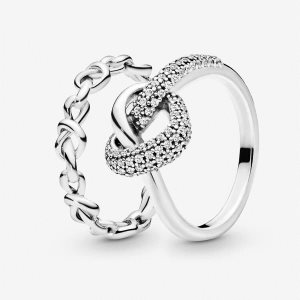 Pandora Knotted Hearts Súpravy Prsteňov Viacfarebný | 374STYUQH