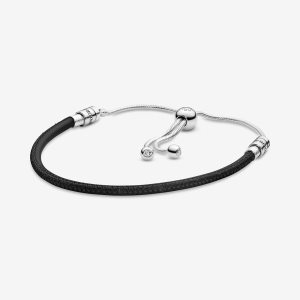 Pandora Kozene Slider Leather Strieborne | 708MFTDXW