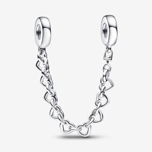 Pandora Linked Hearts Safety Strieborne | 287CSBJMG