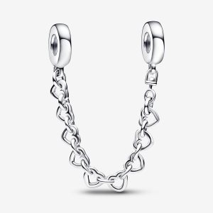 Pandora Linked Hearts Safety Strieborne | 650EAPJQF