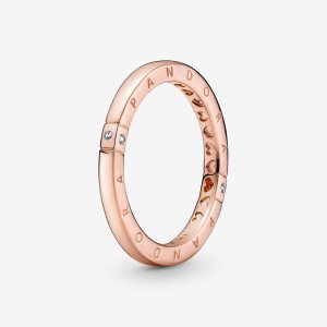 Pandora Logo & Hearts Stohovateľné Ruzove Zlate | 714IGFPVQ