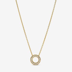 Pandora Logo Pave Circle Collier Prívesky Zlate | 493IHVOSE
