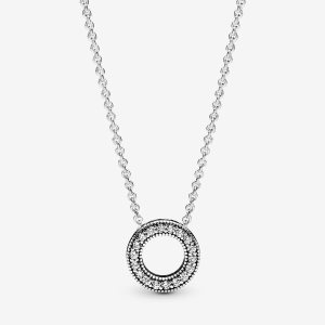 Pandora Logo Pave Circle Collier Reťaz Strieborne | 170JUVYES