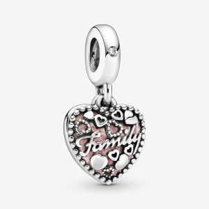 Pandora Love Makes A Family with Pink Visieť Strieborne | 490VMKFSO