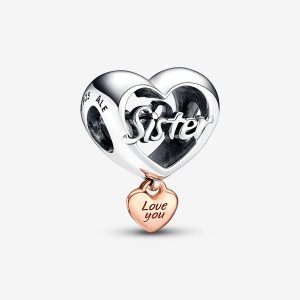 Pandora Love You Sister Charms Two-tone | 480IGRZMJ