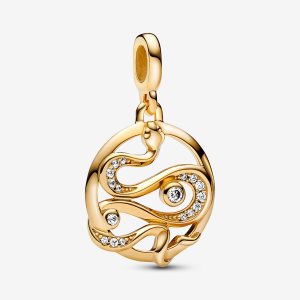 Pandora ME Pave Snake Medallion Prívesky Zlate | 725DXPZLY