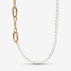 Pandora ME Slim Treated Freshwater Cultured Pearl Reťaz Zlate | 823OGRYIL