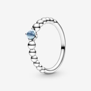 Pandora March Aqua Blue Beaded Rodný Kameň Strieborne | 758HDQRXV