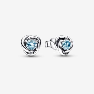 Pandora March Sea Aqua Blue Eternity Circle Stud Strieborne | 198MZDGYS