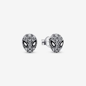 Pandora Marvel Spider-Man Mask Pave Stud Strieborne | 923LXASEY