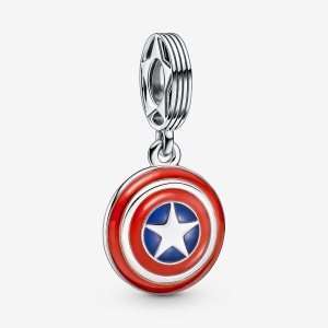 Pandora Marvel The Avengers Captain America Shield Visieť Strieborne | 378BPWDYZ