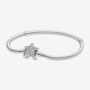 Pandora Moments Asymmetric Star Clasp Snake Charms Strieborne | 862AZFQDH