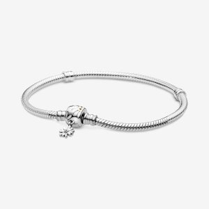 Pandora Moments Daisy Flower Clasp Snake Charms Strieborne | 084FJIANQ