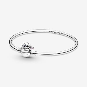 Pandora Moments Disney Stitch Biting Clasp Charms Strieborne | 098ESQMNF