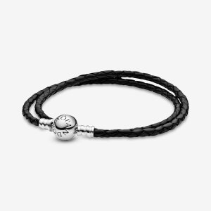 Pandora Moments Double Black Charms Strieborne | 879FXGRJC